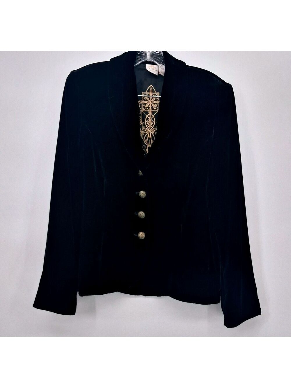 Felicia Blazer Jacket Women's Size 10 Silk Blend Black Velvet